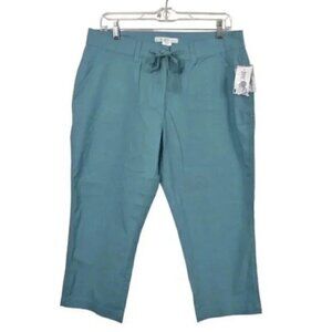 NWT Cleo Petites Capri Pants Turquoise Blue Pull On Size 12